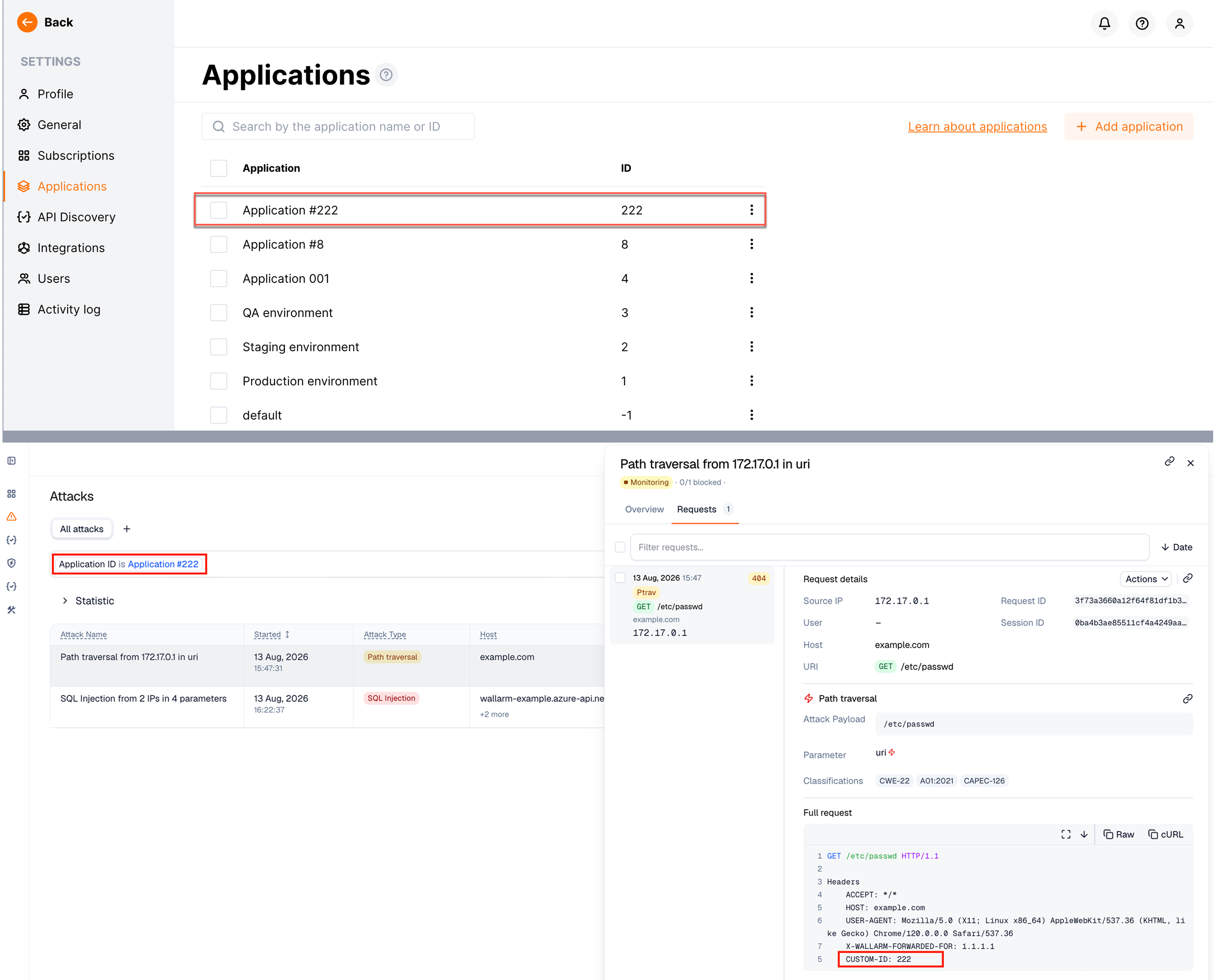 Adding an application on the base of header request